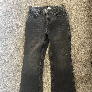Topshop - Let down hem flared jeans - W30 L30 - faded black
